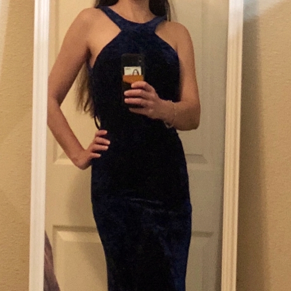 Morgan & Co. Dresses & Skirts - Formal floor length open back blue velvet gown.